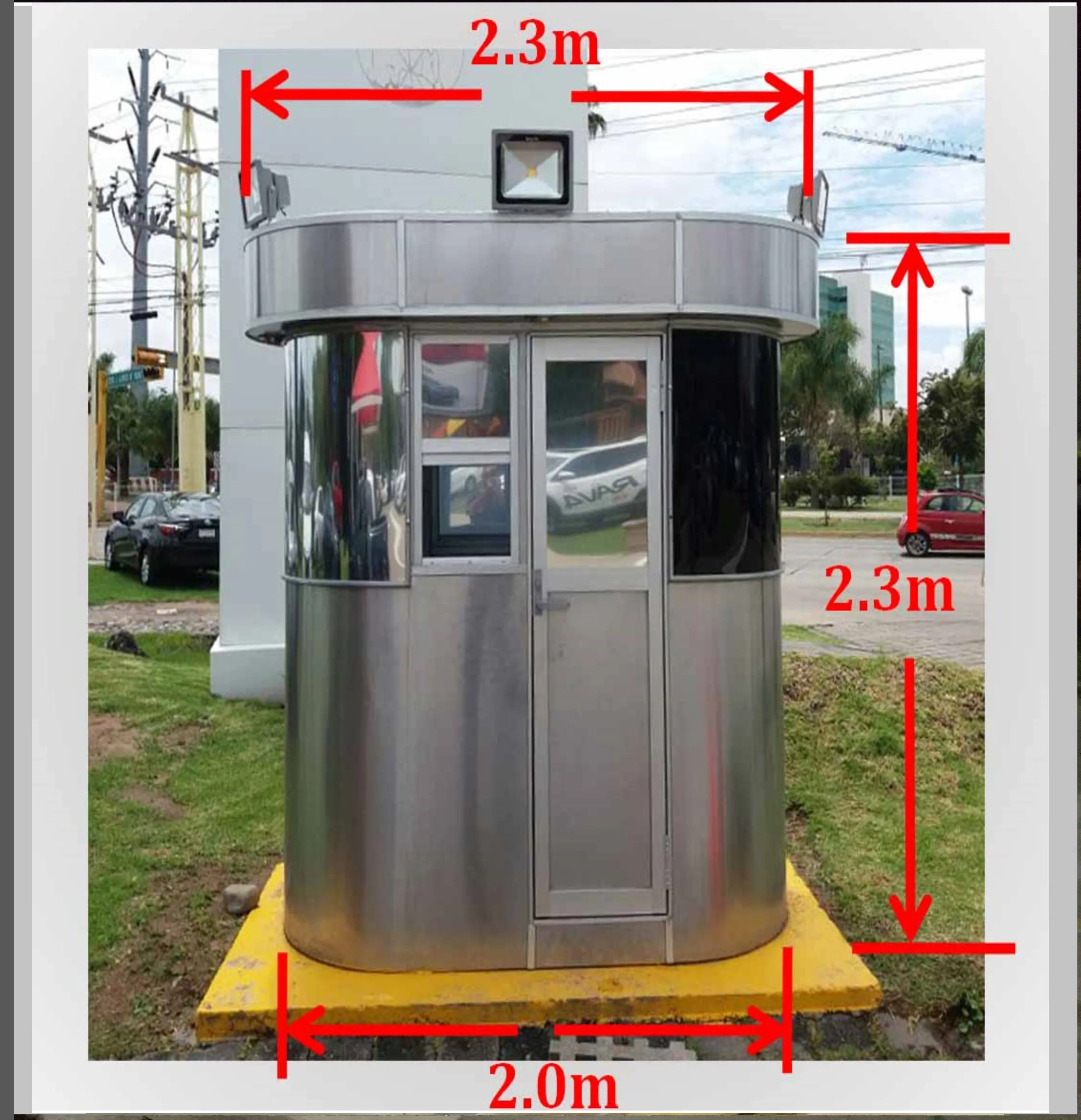 Plano lateral de dimensiones de caseta CE-200