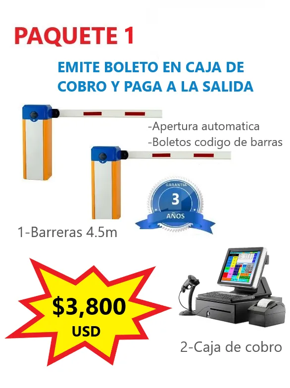 Sistema básico para cobro en estacionamientos con barreras y software